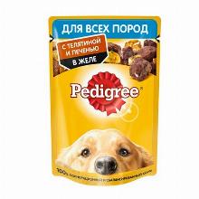 КОРМ ДЛЯ СОБАК pedigree ТЕЛЯТИТНА С ПЕЧЕНЬЮ В ЖЕЛЕ 85 Г